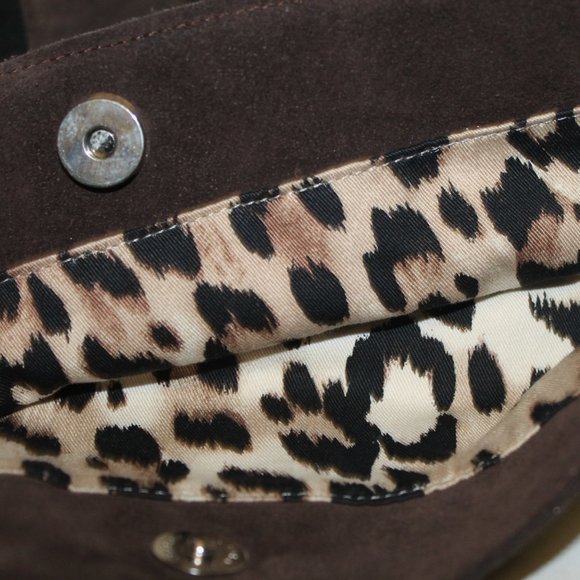 Large ECHO Suede Leather Flap Over Slouchy Shoulder Bag Handbag Purse - Picture 12 of 14